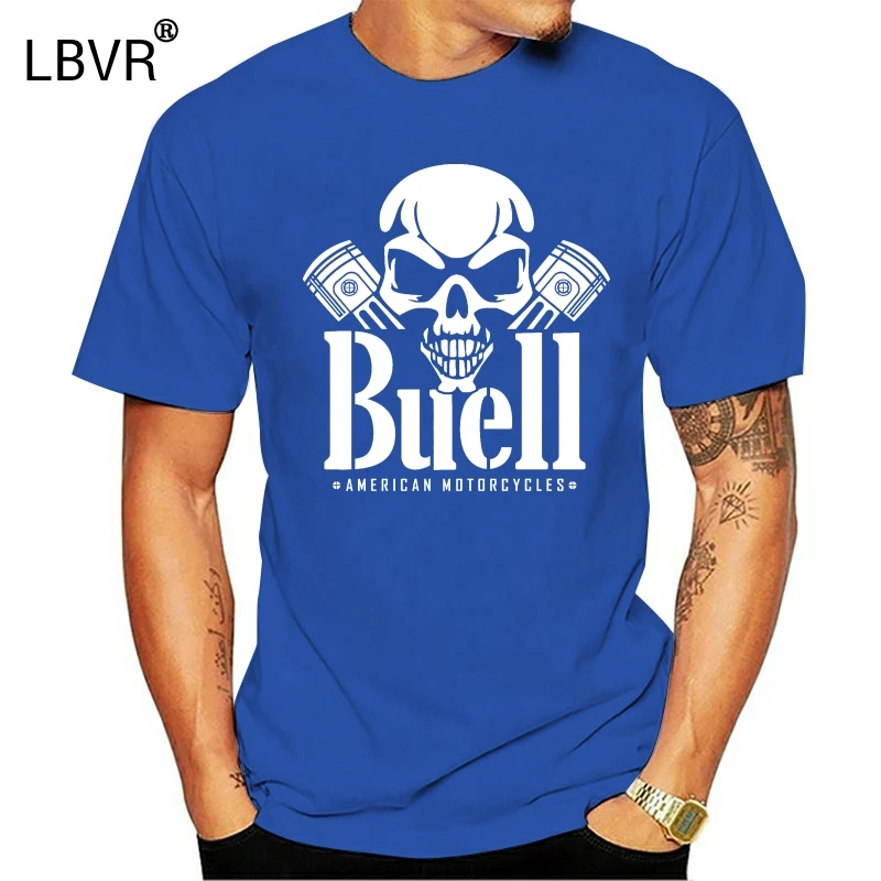 Мужская футболка Dgyahjqj Buell American Motorcycles Skull Piston Neu S M L Xl Xxl 4XL с круглым вырезом и