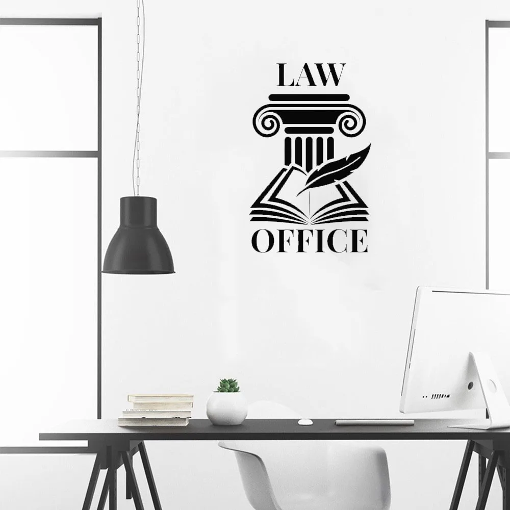 

Creative Open Book Pen Lettering Sticker Law Firm Office Wall Decal Door Window Decal Removable Vinyl Mural 3615
