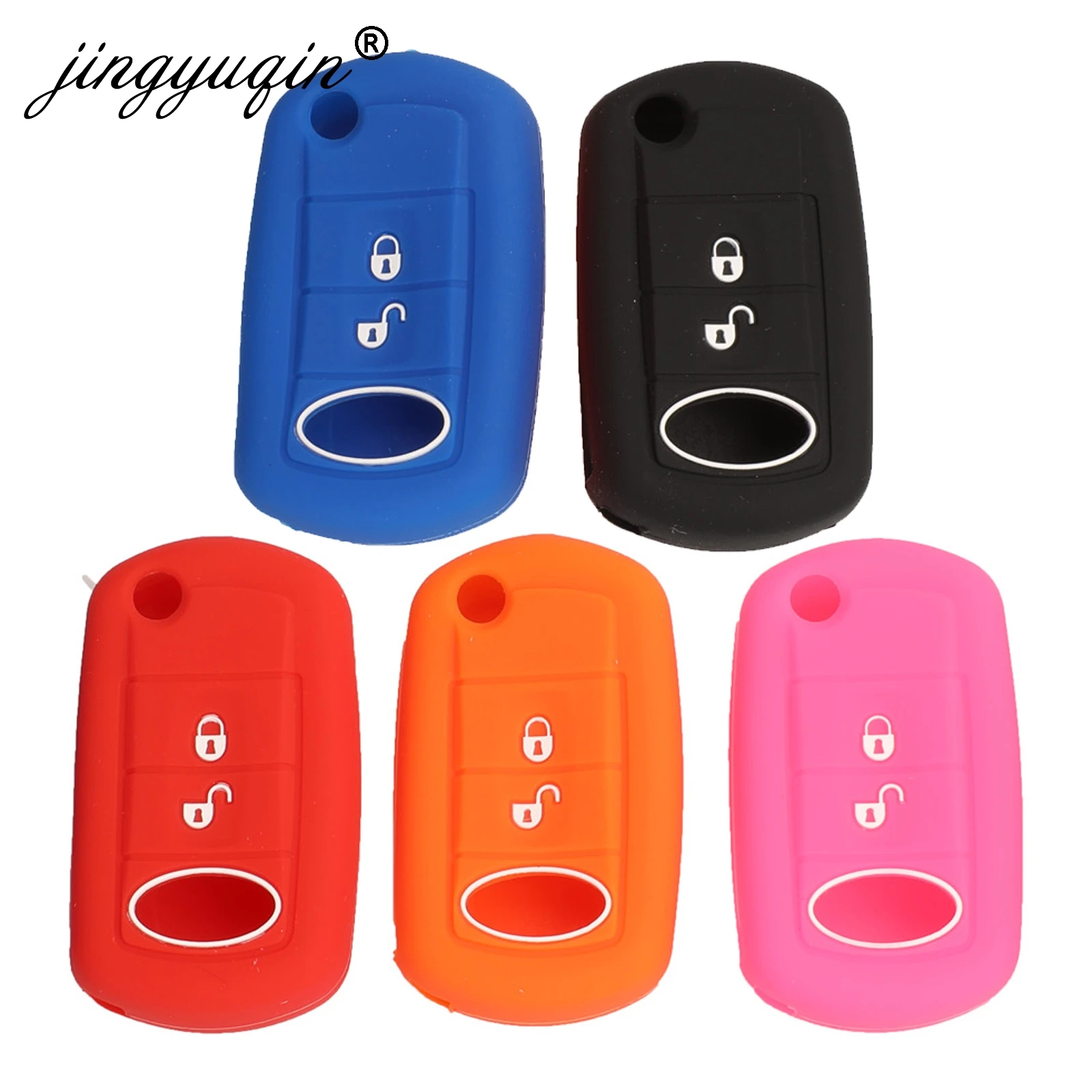 

jingyuqin 3 Buttons Flip Folding Silicone Key Case Fob Cover for Range Rover Sport Land Rover Discovery