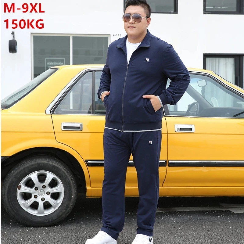 

Tracksuit Men Set Autumn Running Clothes Plus Size 6XL 7XL 8XL 9XL Jacket Sport Sportswear Straight Pants Mens 2Piece Track Suit