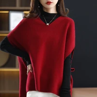 autumn and winter new female trend korean version of loose lazy knit wool vest fashion all match outerwear sleeveless waistcoat