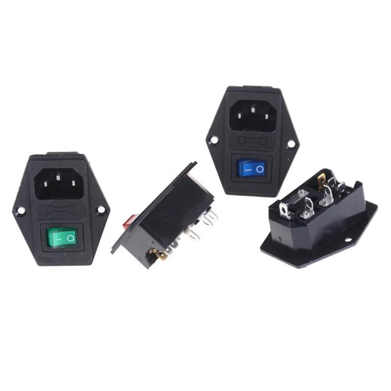 Free Shipping 1pcs Hot 10A 250V Inlet Module Plug Fuse Switch Male Power Socket 3 Pin/4pin IEC320 C14 New | Обустройство дома
