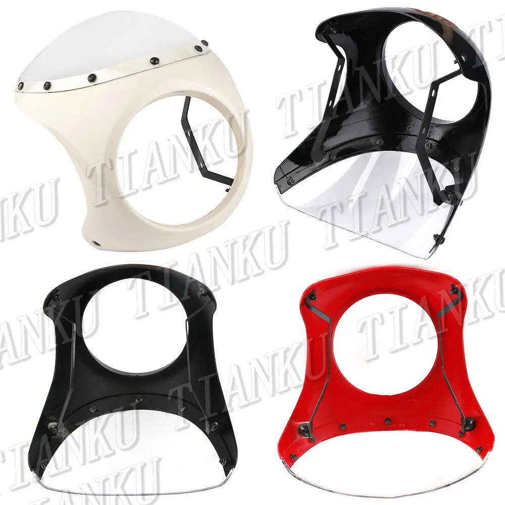 Universal Motorcycle Windshield 7" Headlight Fairing Screen Retro Cafe Racer Style Drag Racing Custom Chopper |