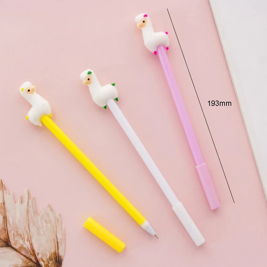 4pcs/lot Student Cute Cartoon Alpaca Gel Pen 0.5mm Kawaii School Office Supply Gift Party Stationery Favor Material Escolar | Канцтовары