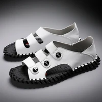 classic summer mens sandals genuine leather soft breathable shoes handmade non glue beach roman sandals men sandals slippers