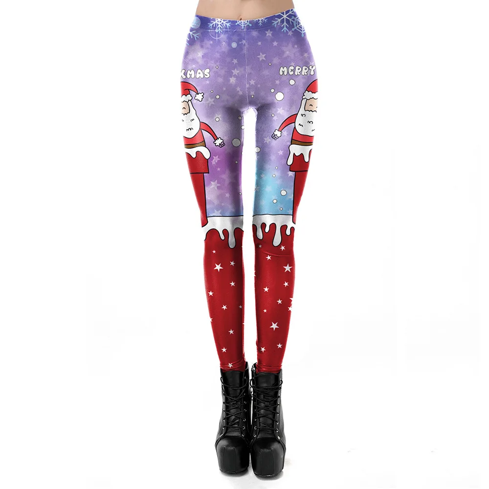 

Ladies seamless legging leggings 2020 new women's tight leggings Christmas snowman print slim leggings
