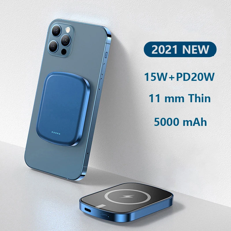 

2021 Новый портативный мини магнитный беспроводной внешний аккумулятор 15 Вт быстрое зарядное устройство для iPhone 13 12 13Pro 12pro Max 10000 мАч Внешняя б...
