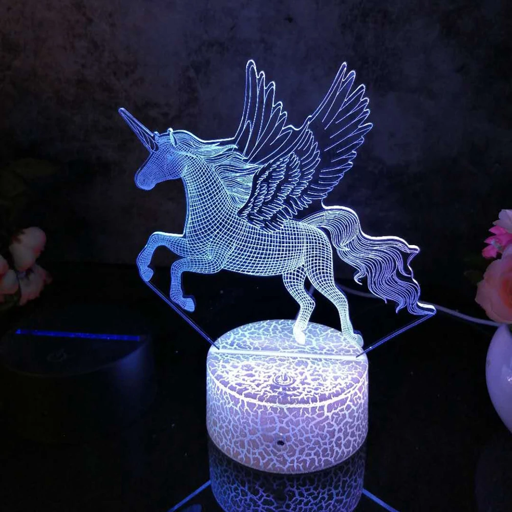 

Led 3D Night Light Unicorn4 Pattern Nightlight for Child Bedroom Decor Desk Lamp 16 Color with remote