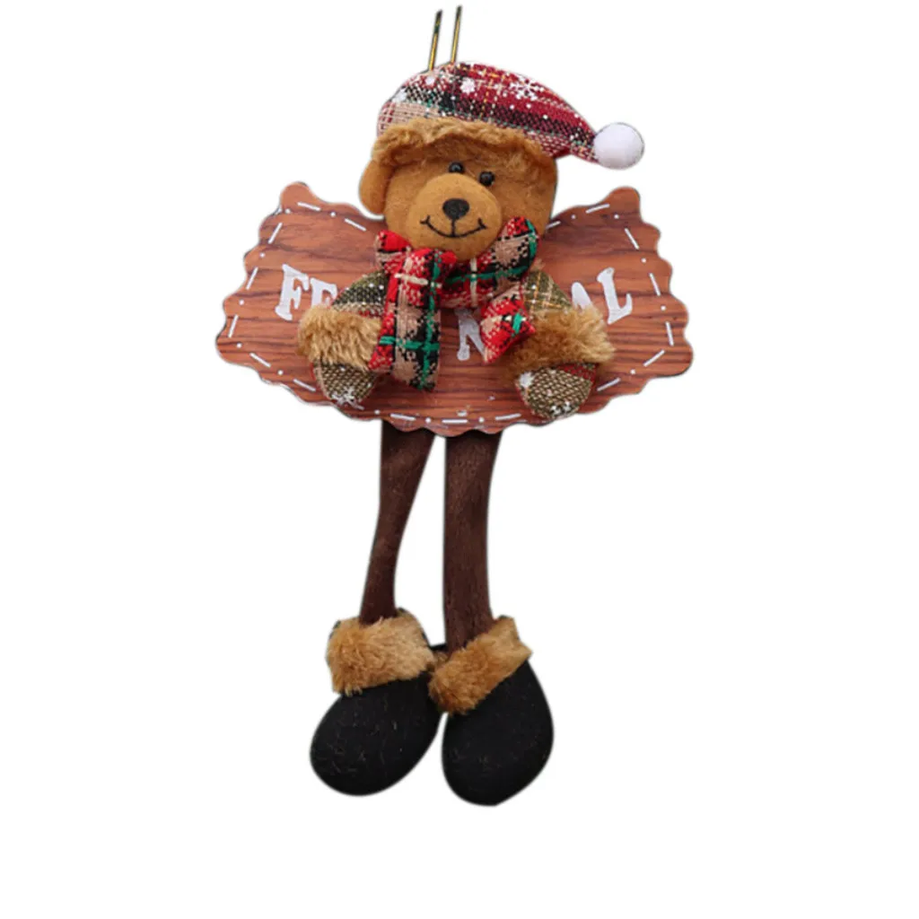 2019 рождественские деревянные подвески со знаком Снеговик Олень Медведь ткань