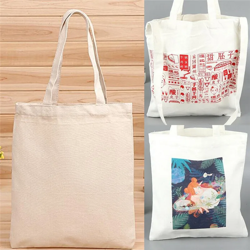 1 шт. белые холщовые сумки для покупок экологически чистая многоразовая складная