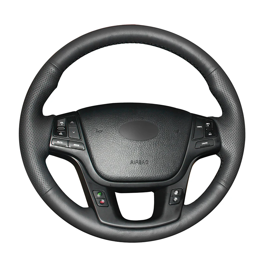 Сшитый вручную черный мягкий Противоскользящий чехол рулевого колеса