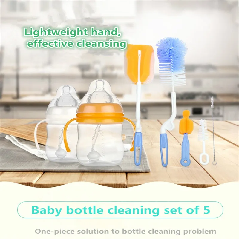 Набор кистей для детских бутылочек из 5 губчатых щеток можно вращать чистящие