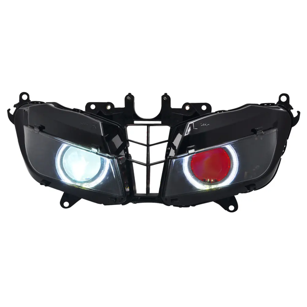 

White Angel Red Demon Eyes Modified Assembled Auto HID Projector Conversion Headlight LED Headlamp For Honda CBR 600 RR 13-18