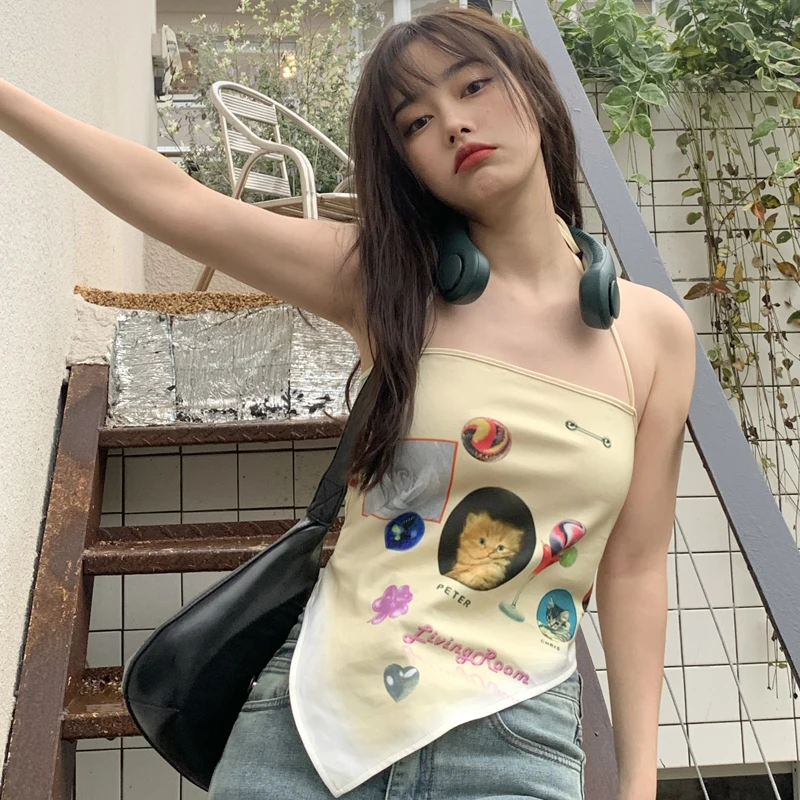 Кофта женская без рукавов бежевая в Корейском стиле Летний сезон 2021 | Женская