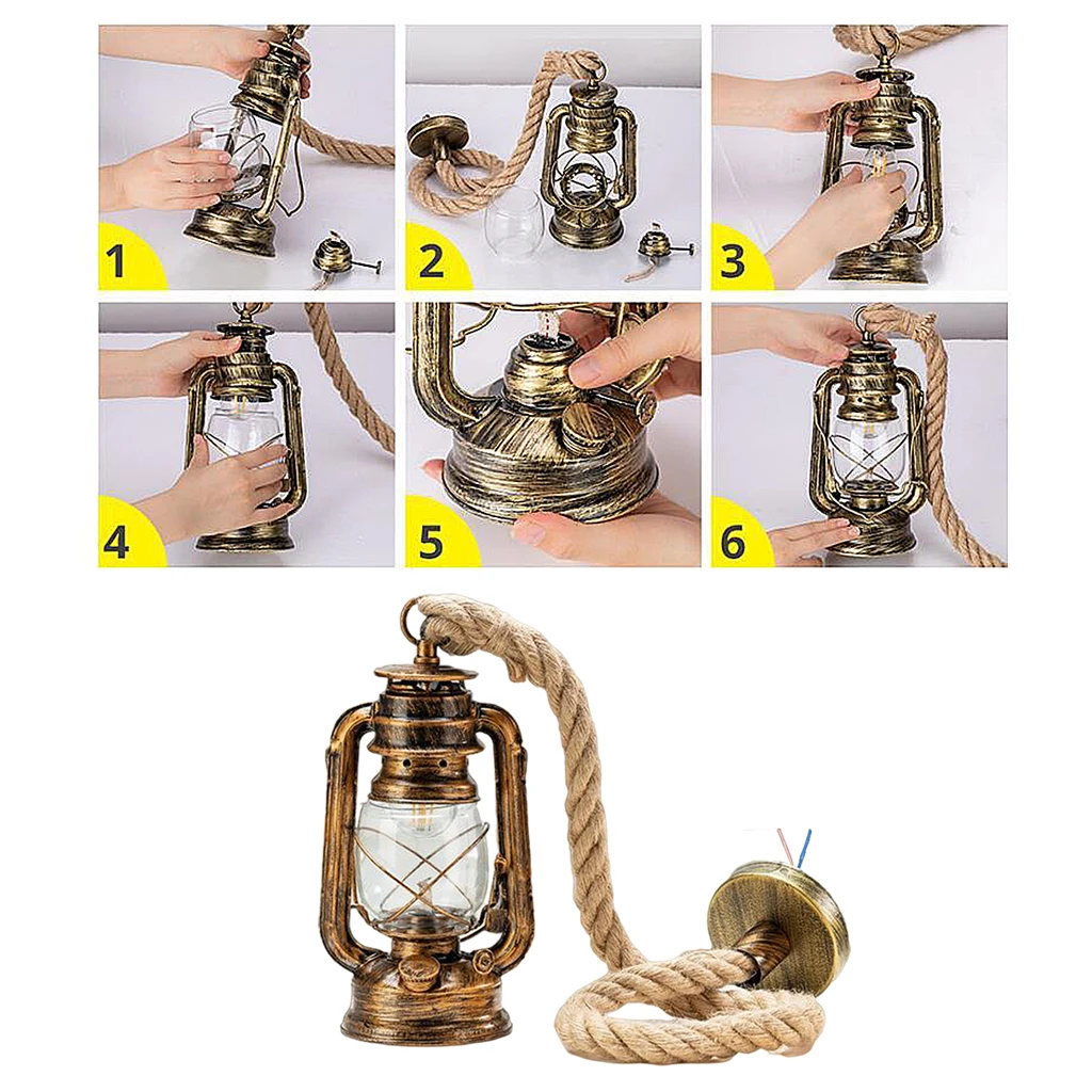 

Glass Kerosene Pendant Ceiling Light E27 Hanging Lamp Fitting DIY Loft Study