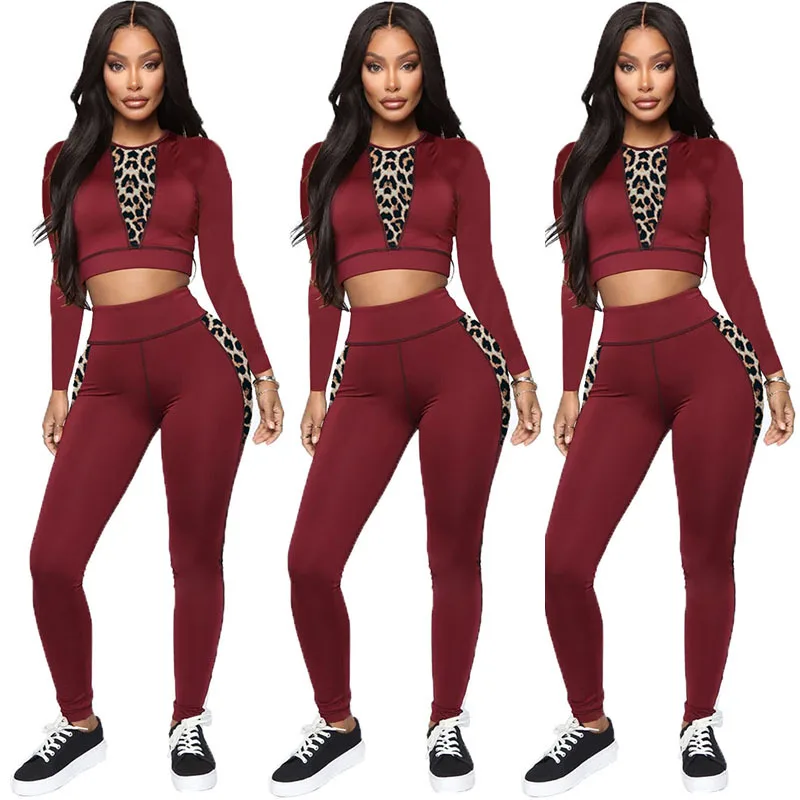 

2021 Summer New Style Women's Fashion Casual Leopard Print Stitching Two-Piece Suit