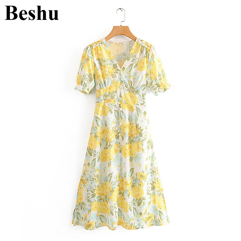 Женское миди платье с принтом za плиссированное v образным вырезом боковой