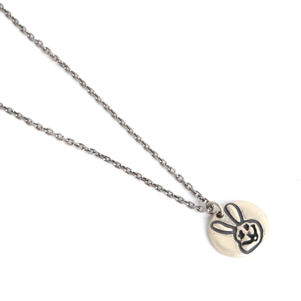 925 пробы Серебряный крутой круглый кулон в форме животного улыбка Кролик Ретро