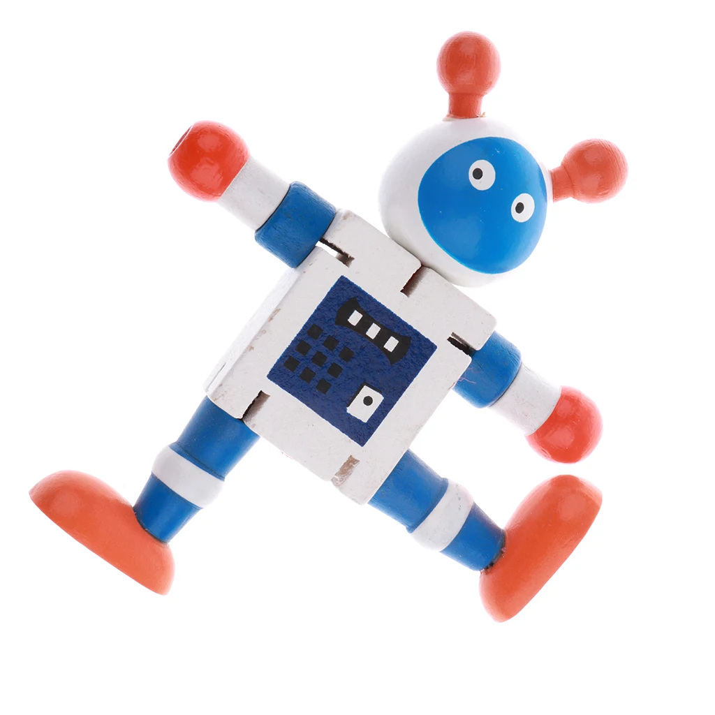

Wooden Puppets Doll Robots Action Figure Toys Flexible Joints Poseable Kids Gift