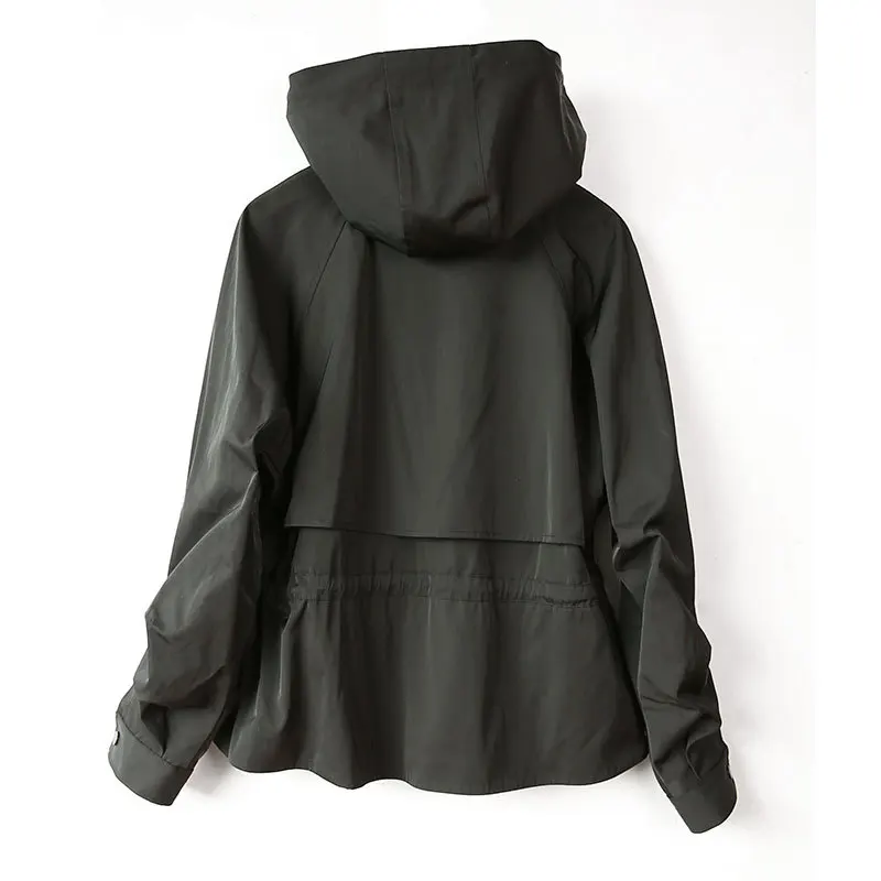 

Fashion 2020 Autumn And Winter Windbreaker Solid Color Straight Hooded Jacket Drawstring Loose New Japanese Jacket Women B210