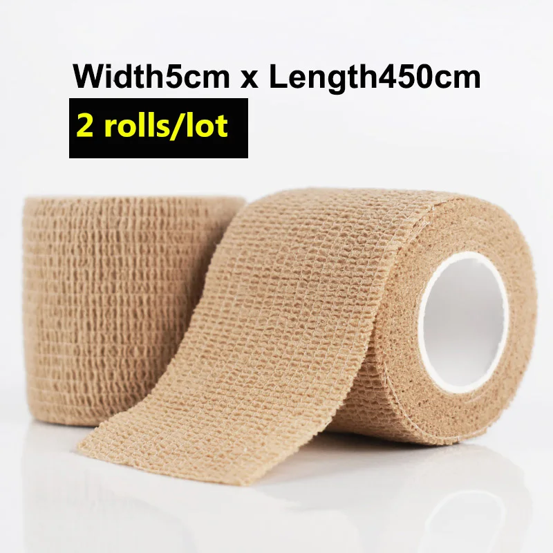 2 rolls 5 x 450cm Самоклеящийся эластичный бандаж, медицинский спортивный механизм, фиксированная клейкая лента, повязка на запястье, защита суставов, спортивные повязки - Цвет: 2 rolls 5 x 450cm