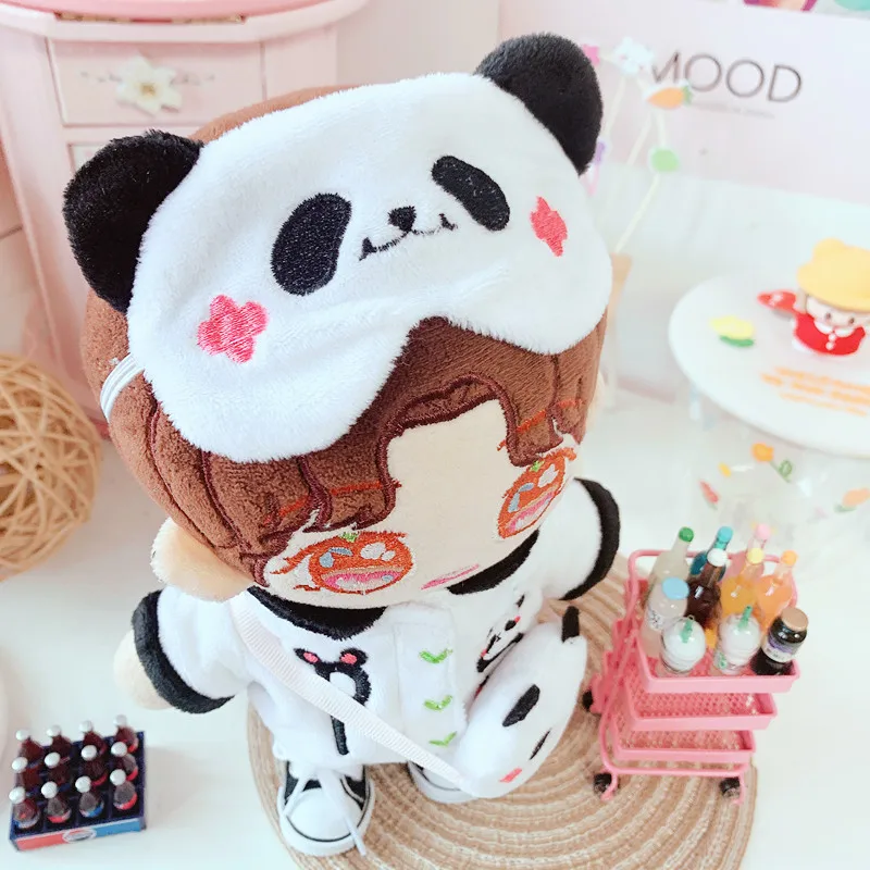 M&aacute;scara de Ojos de Panda, ropa de cuatro piezas de 20cm para mu&ntilde;eca, ropa de animales de dibujos animados de 20CM, accesorios de vestir para mu&ntilde;eca de peluche-3