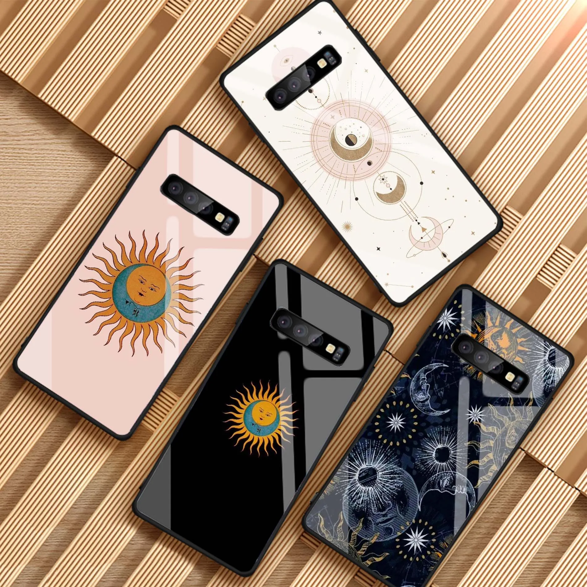 Чехол из закаленного стекла для телефона Samsung Galaxy S8 S9 S10 S20 Plus чехлы с Луной и