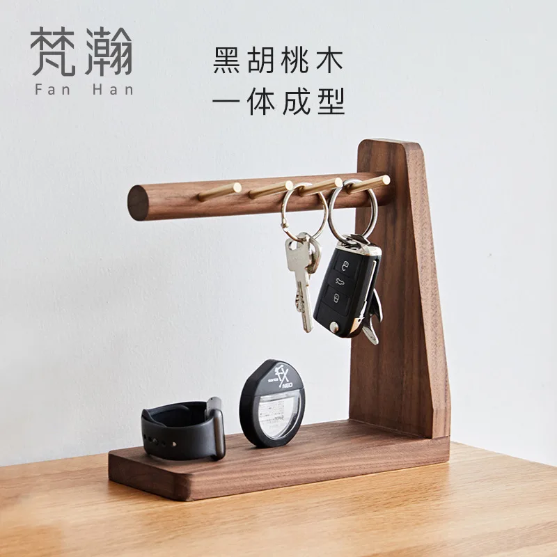 

Black walnut solid wood porch key storage decoration creative living room entrance desktop key storage box