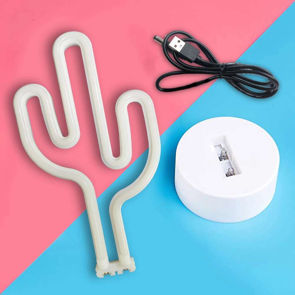 Творческий Зеленый Кактус неоновый ночной Светильник детский ночник для детской