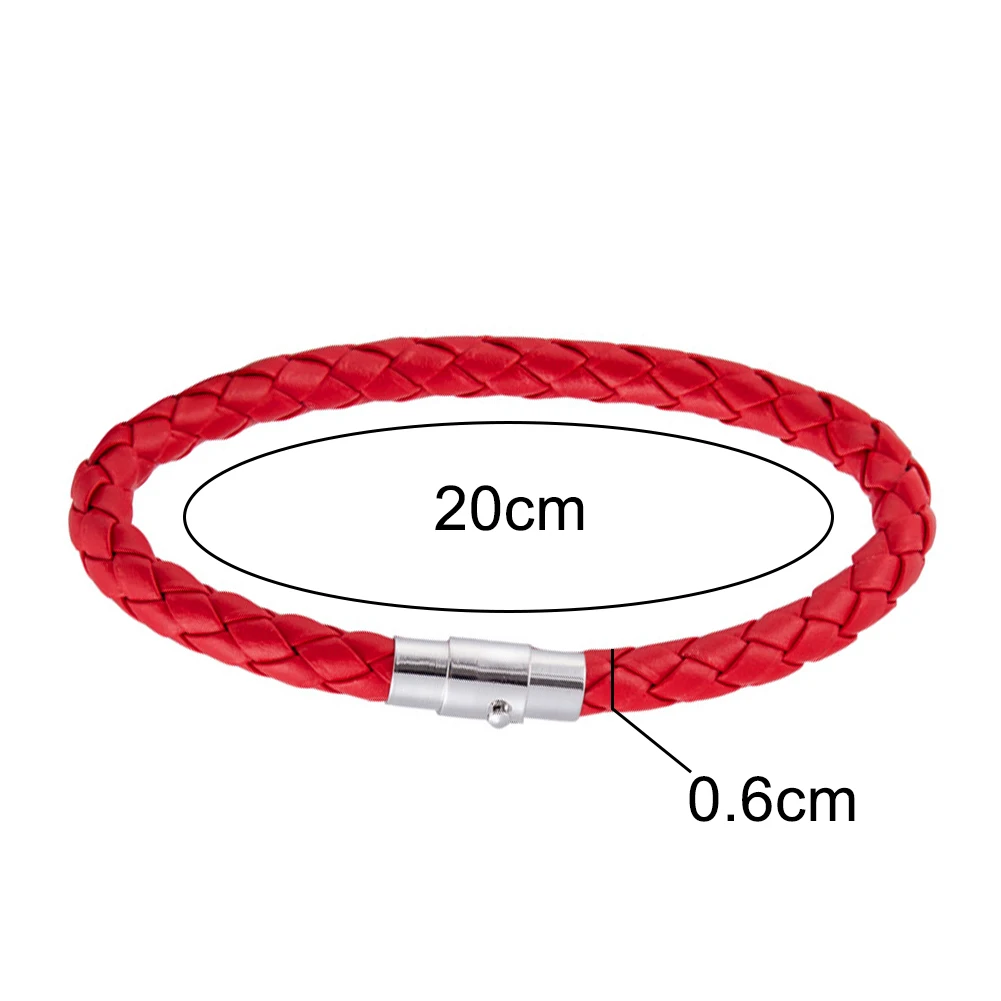 Мужской браслет искусственный кожаный плетеный веревочный с магнитной пряжкой