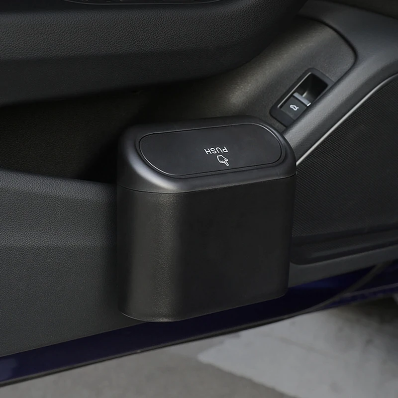 

Car Trash Bin Garbage Dust Case Box Black ABS Auto Storage Case Garbage Dust Case Box Pressing Type Trash Can Auto Accessories