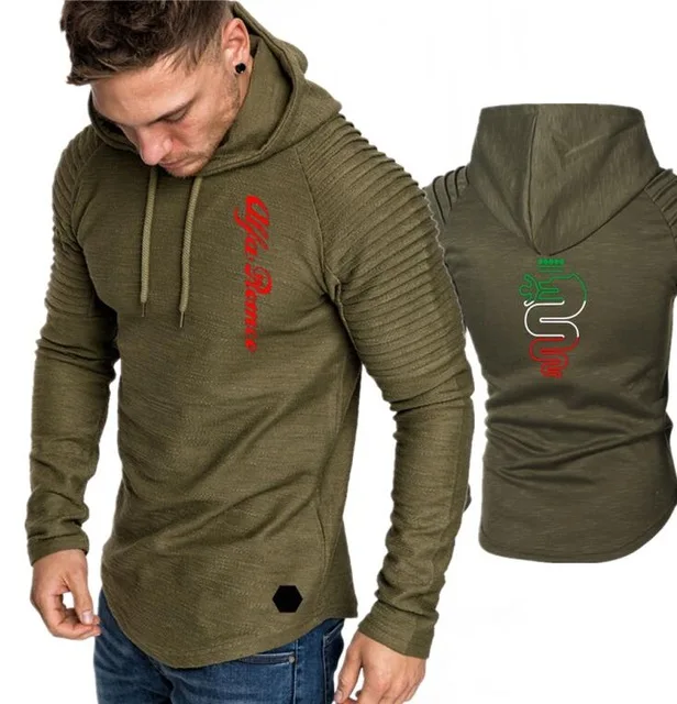 Осенняя мужская Толстовка на шнурке с принтом alfa romeo мужские флисовые плотные