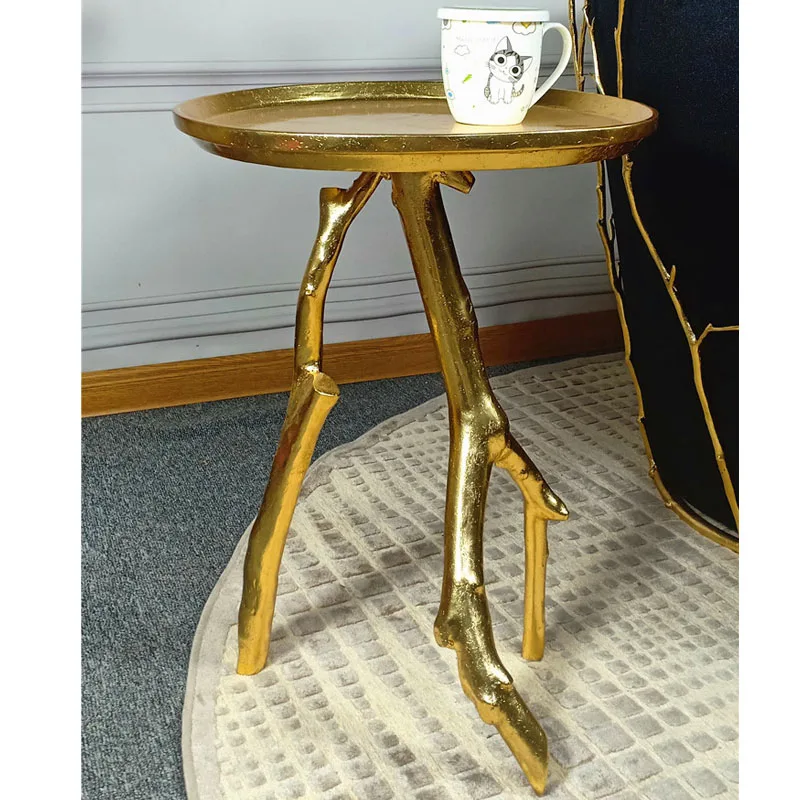 golden color european style twig side table coffee corner for living room | Мебель