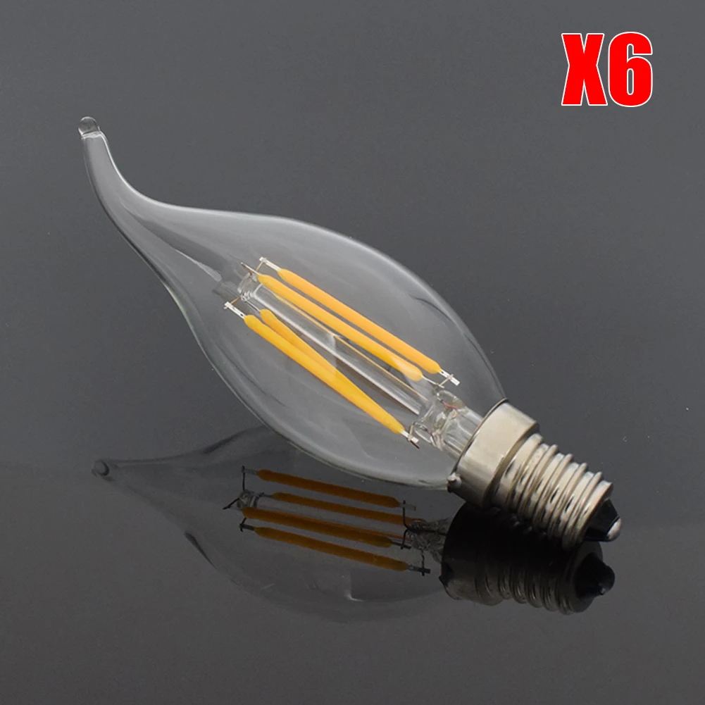 6 шт./лот Tsleen Dimmable E14 C35 8 Вт 110 В 220 Светодиодная лампа накаливания свеча винтажный