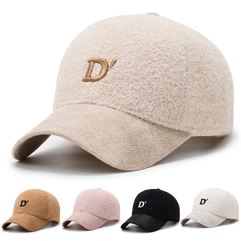 

GQILYYBZ band ladies warm lamb baseball cap casual outdoor hats for women hip hop caps letter hats man baseball caps