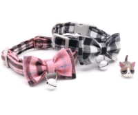 cat collar with bell bow solid safe collars for cats nylon mixed colors pet collar breakaway cat collar 6 color