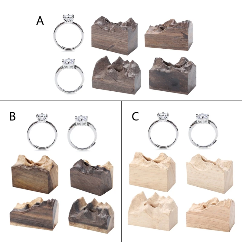 

6Pcs Resin Epoxy Art Craft Ring Pendant Wooden Tray Resin Sandalwood Home Decor J78F
