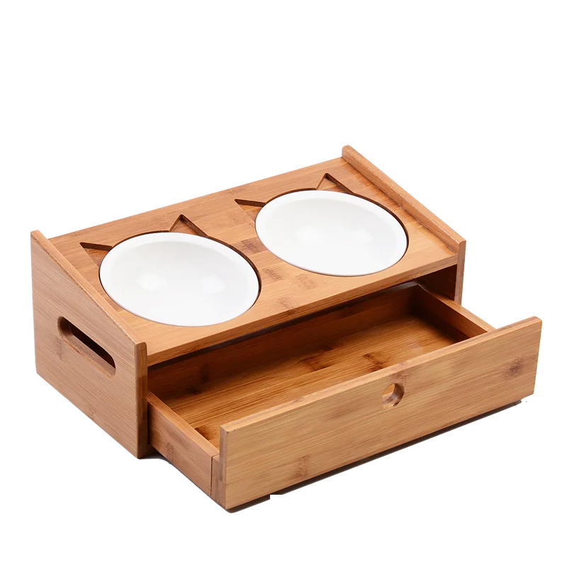 Нескользящая двойная миска для кошек с наклонной поднятой подставкой кормушки