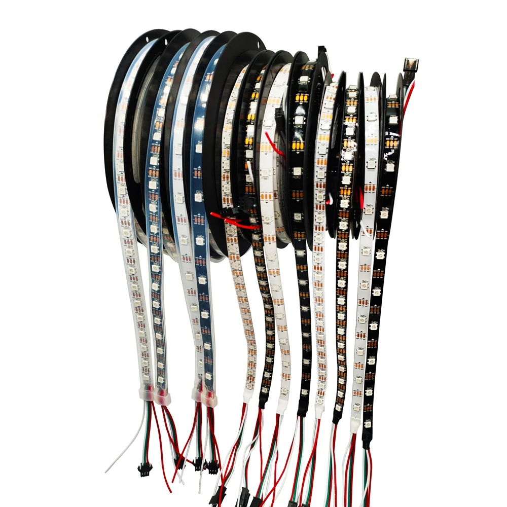 

WS2812B WS2812 Smart RGB Led Strip Individually Addressable Light Black/White PCB 30/60/144leds/m Waterproof IP30/65/67 DC5V