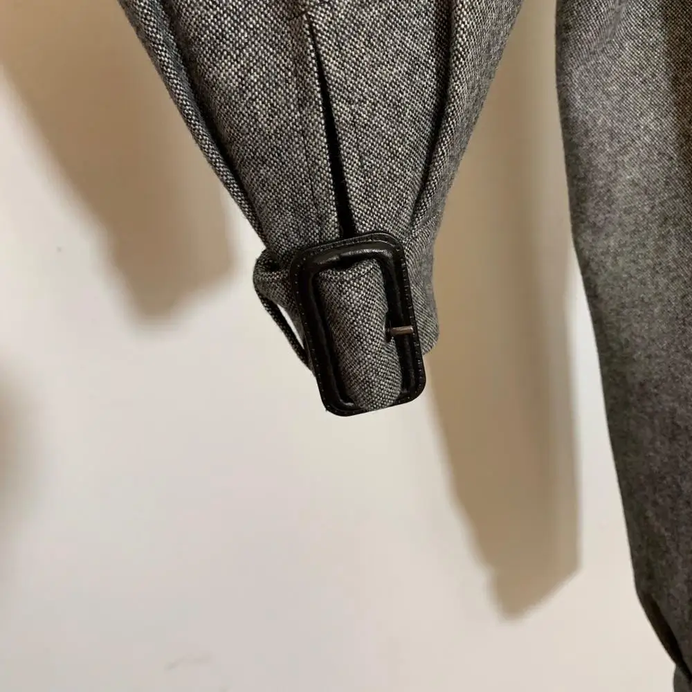 2020 Весенняя новая одежда женские модные серые шерстяные брюки элегантные