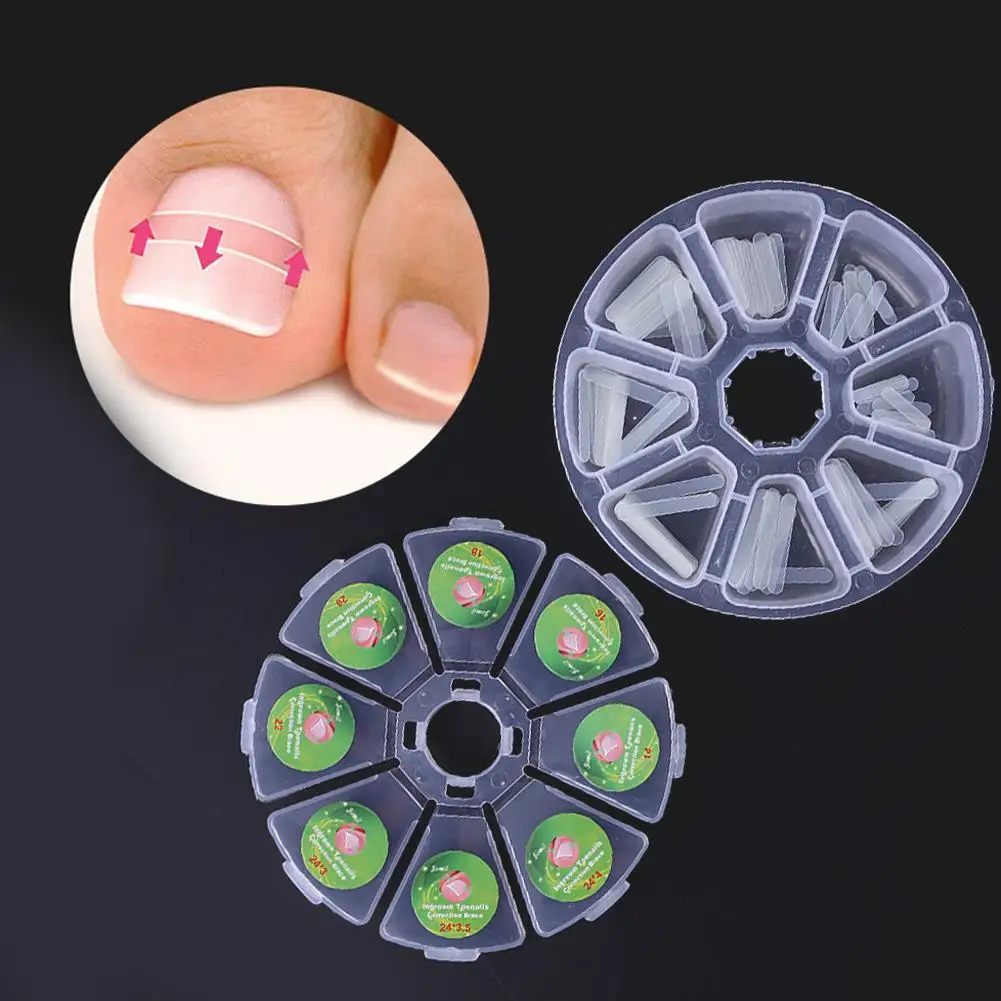 

100pcs/box Toe Nail Sticker Brace Toe Thick Correction Patch Foot Care Tools Ultra-thin Transparent Rod Design Invisible