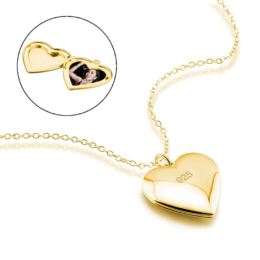 

Fashion Smooth Heart Neckalce for Women Can Put Photos Box Pendant Necklace 925 Silver Jewelry Charm Women Accessories Gift