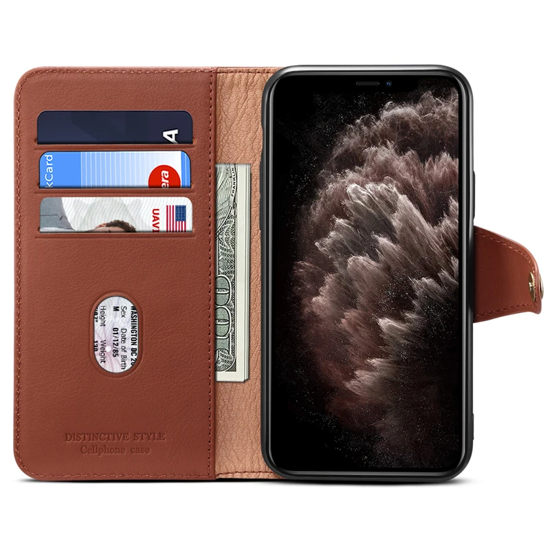 Чехол-книжка из воловьей кожи для iPhone 11 XS XR деловой Чехол-бумажник с подставкой