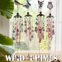 bird wind chimes outdoor garden wind chimes bells with 4 aluminum tubes 6 bells romantic wind chime for indoor garden home decor