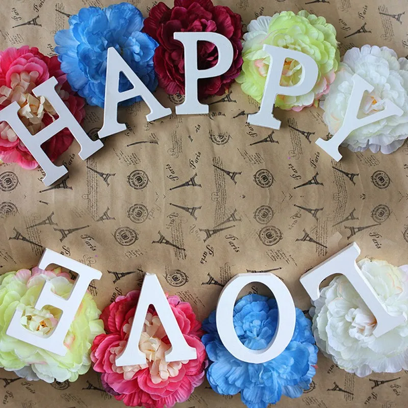 Свадебные украшения белый A Z деревянный буквенный Алфавит 8x5x1 2 см новое слово