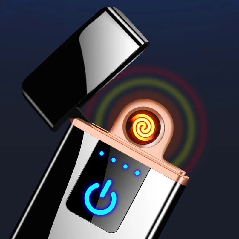 

Металлическая USB Электронная зажигалка с датчиком отпечатков пальцев ветрозащитная креативная личность для мужчин