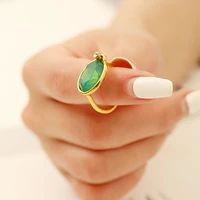 vintage noble color emerald ring for women elegant fashion temperament index finger ring wedding party jewelry accessories gift
