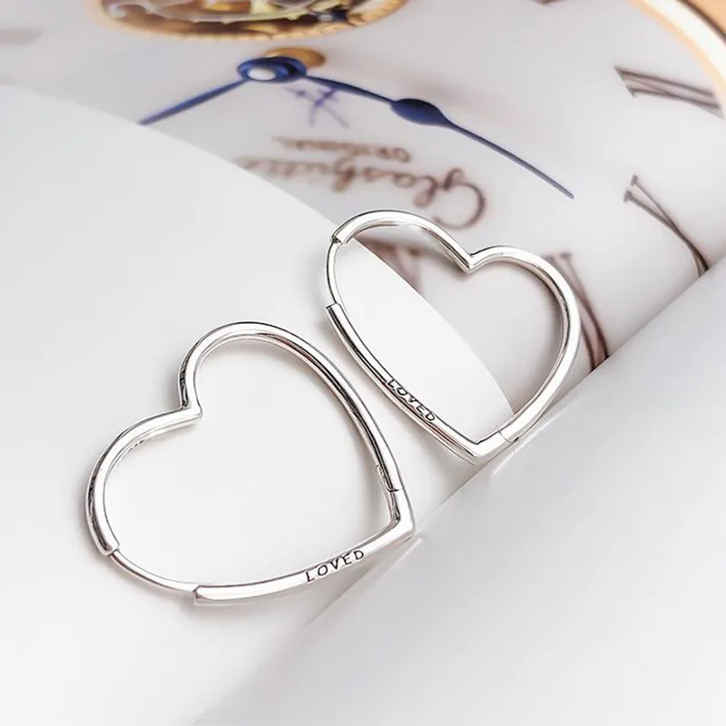 

Original 925 Sterling Silver Pan Earring Silvery Valentine's Day Simple Love Pan Earrings For Women Wedding Gift Fashion Jewelry