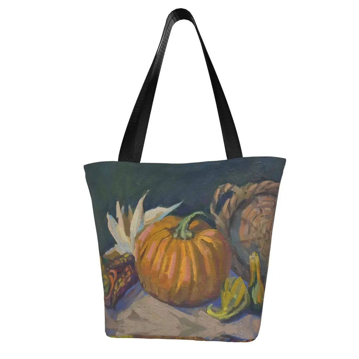 

Pumpkin Shopping Bag Streetwear Woman Handbag Bulk Retro Polyester Bags
