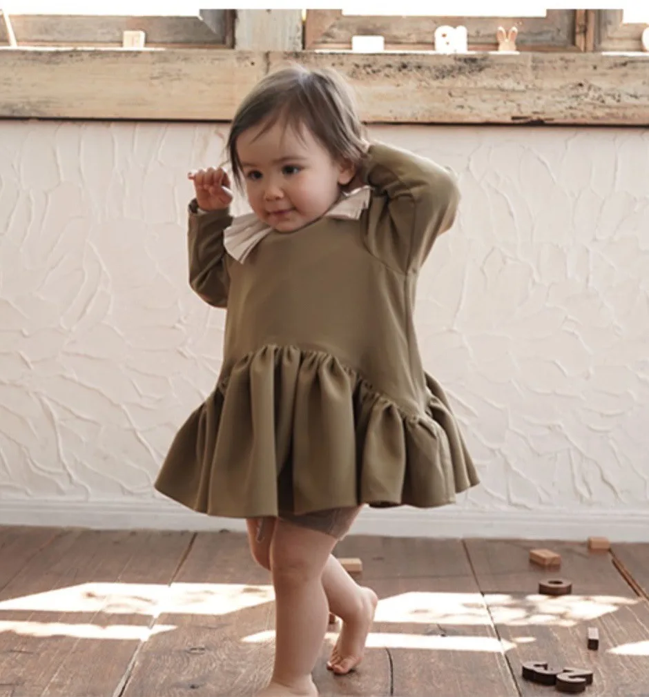 New Girls Dress Autumn Irregular Ruffles Baby Long Sleeve Fashion Ball Gown DT662 | Детская одежда и обувь